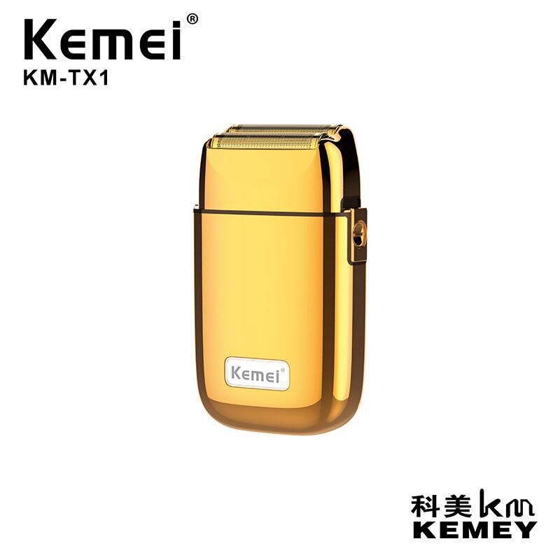 Kemei-Afeitadora eléctrica inalámbrica de doble hoja para hombre, afeitadora recargable por USB, resistente al agua, para barbero: gold no box