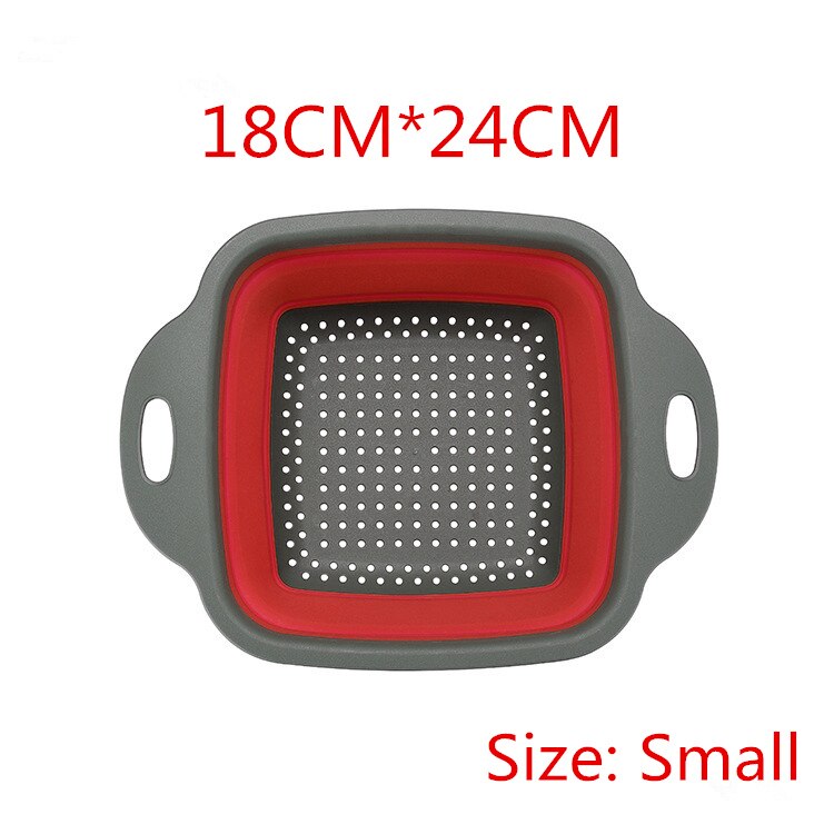 Keuken Accessoires Gereedschap Opvouwbare Fruit Groente Wasmand Zeef Draagbare Vergiet Inklapbare Afdruiprek Keuken Gadgets: Small-red