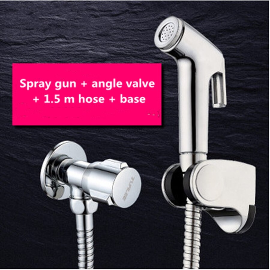 Multifunktionale wc hand bidet wasserhahn bad bidet dusche sprayer messing T adapter 1,5 m schlauch tank süchtig halter einfach installieren: Wash nozzle set B