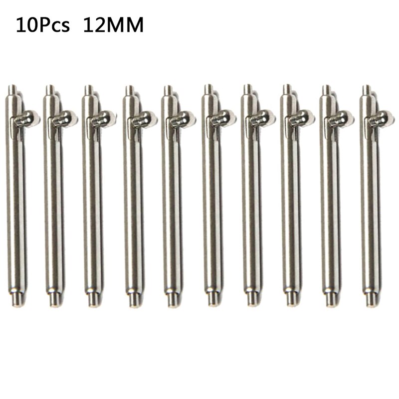 10 stuks snelspanveerstaven roestvrijstalen horlogebandbandpenstaaf eenvoudige installatiegereedschapsonderdelen 12 ~ 24mm