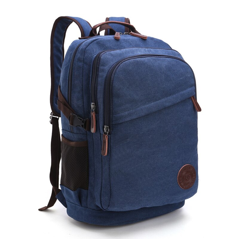Mochila Vintage de lona para hombre y mujer, bolsa informal para viaje, senderismo, escuela, ordenador portátil: blue