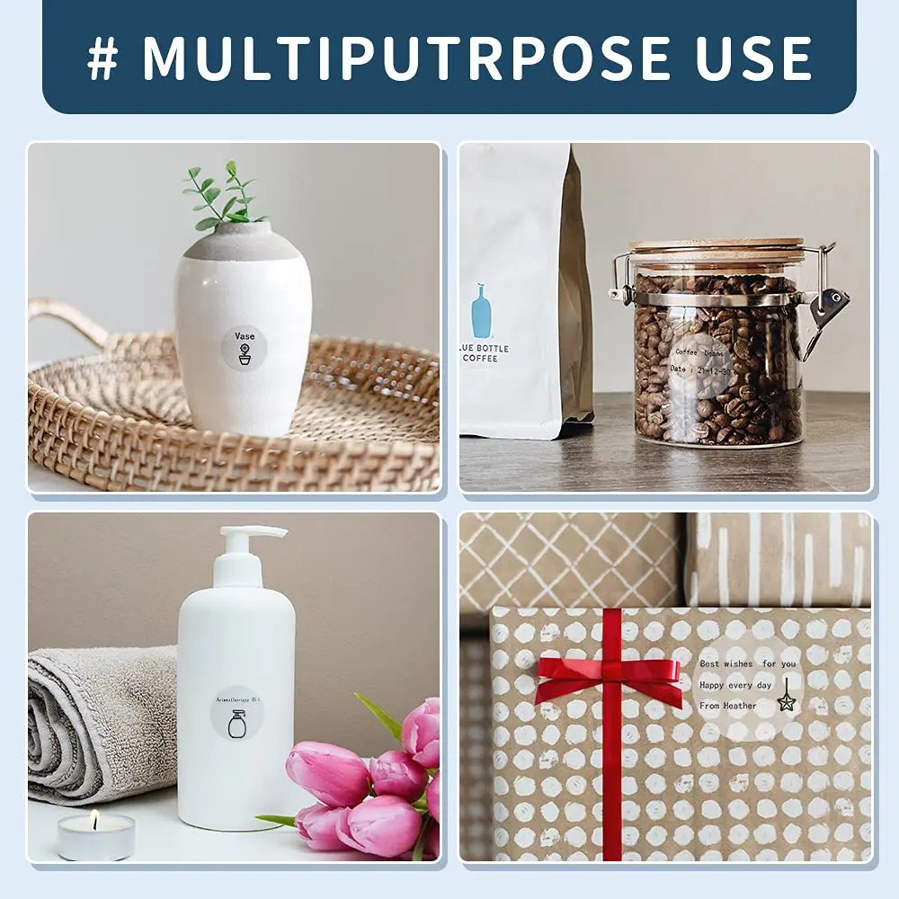 Phomemo Clear Transparent Square Round Labels Paper for Phomemo M110 M220 M221 Printer Thermal Sticker Printable Paper 40x30mm