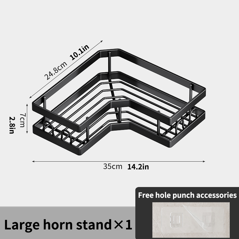 Badkamerplank, badkamerset, doucheplank, shampoorek, keukenkruidenrek, hoekrek, wandgemonteerd rek zonder spijkers, bad: MULTI