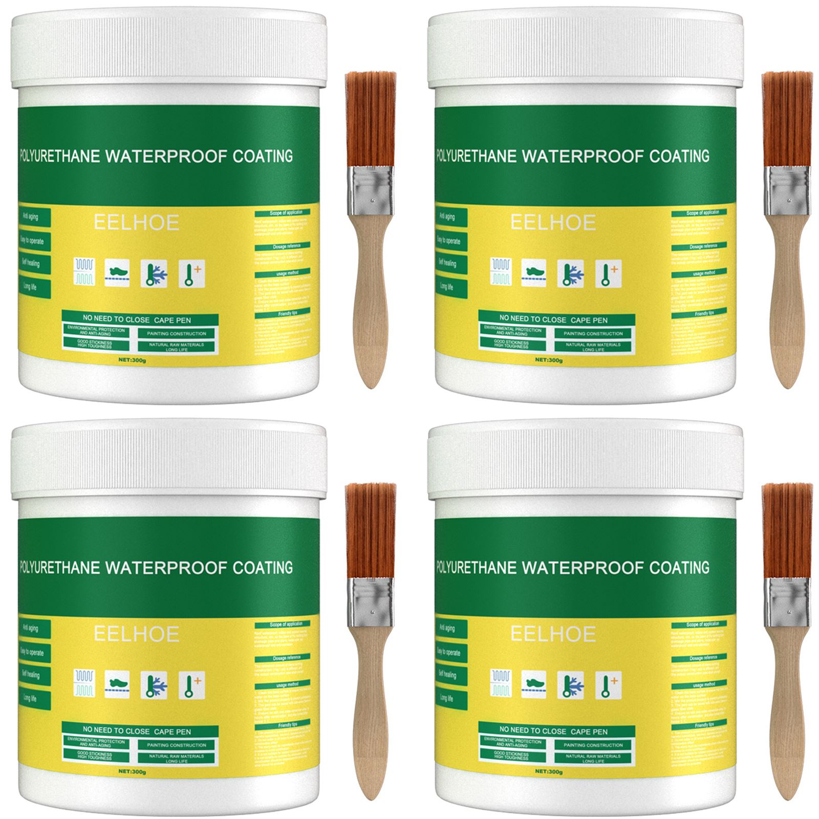 30g-1200g vandtæt belægning fugemasse gennemsigtig usynlig pasta lim med pensel restaureringsklæbemiddel reparation tag badeværelse: Guld