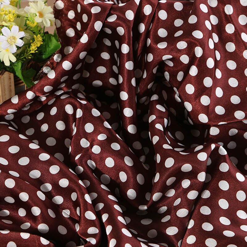 Prik skygge print punkt cap tørklæde satin tørklæde bånd kjole pyjamas stof: 10