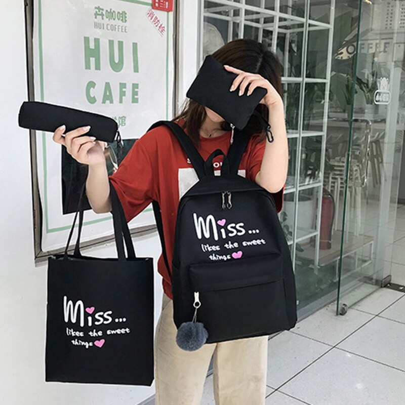 Shujin 4 pçs/set mochilas escolares para adolescentes meninas estudante saco de livro meninos mochila bolsas sac a dos