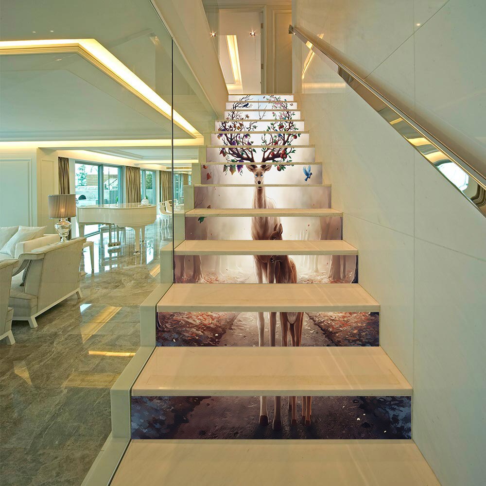 13 pz/impostato natale alce scala adesivo decorazione soggiorno Pvc autoadesivo casa impermeabile adesivo da parete adesivo passo