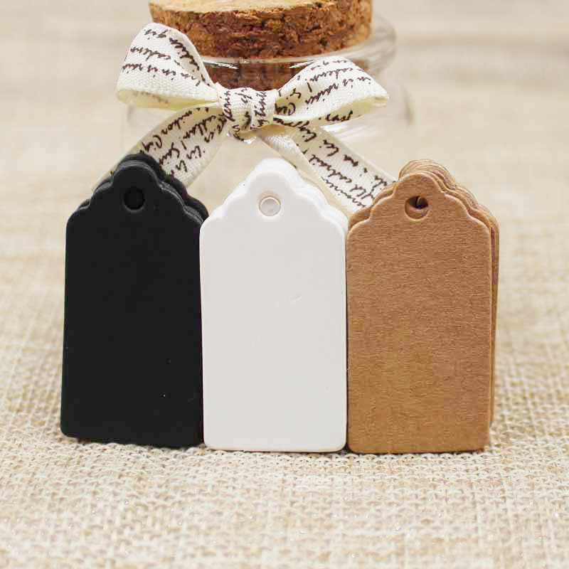 300 Pcs Kraft/Wit/Zwart Karton 2*4 Cm Blank Jacobsschelp Tag Producten Hant Tag Voor diy Hang Labels Wenskaart Ambachten