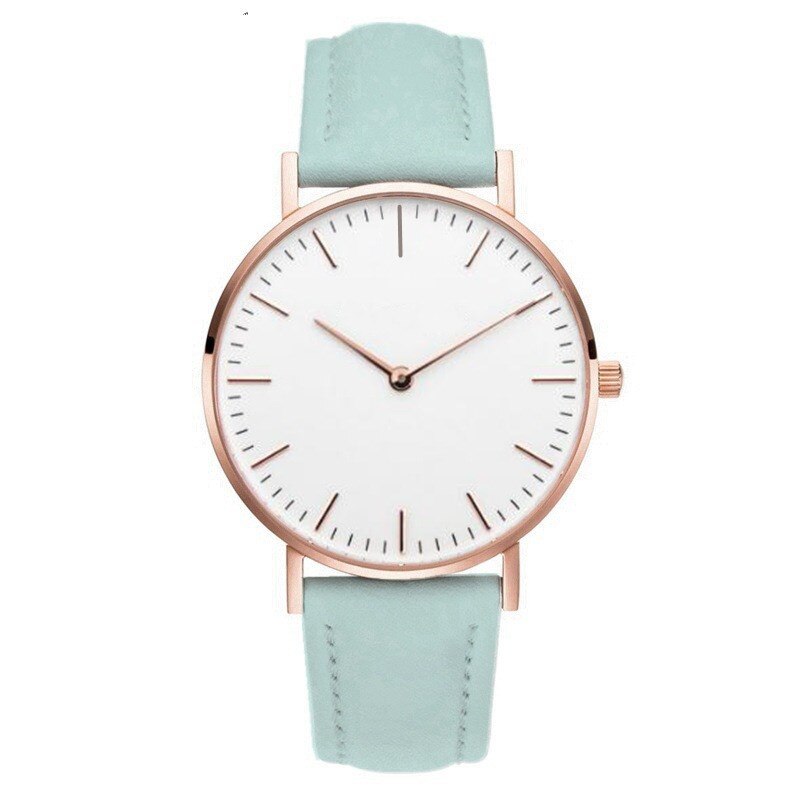 Luksusur dame læderur dame simpelt quartz armbånd armbåndsur dameur zegarek damski reloj: Grøn
