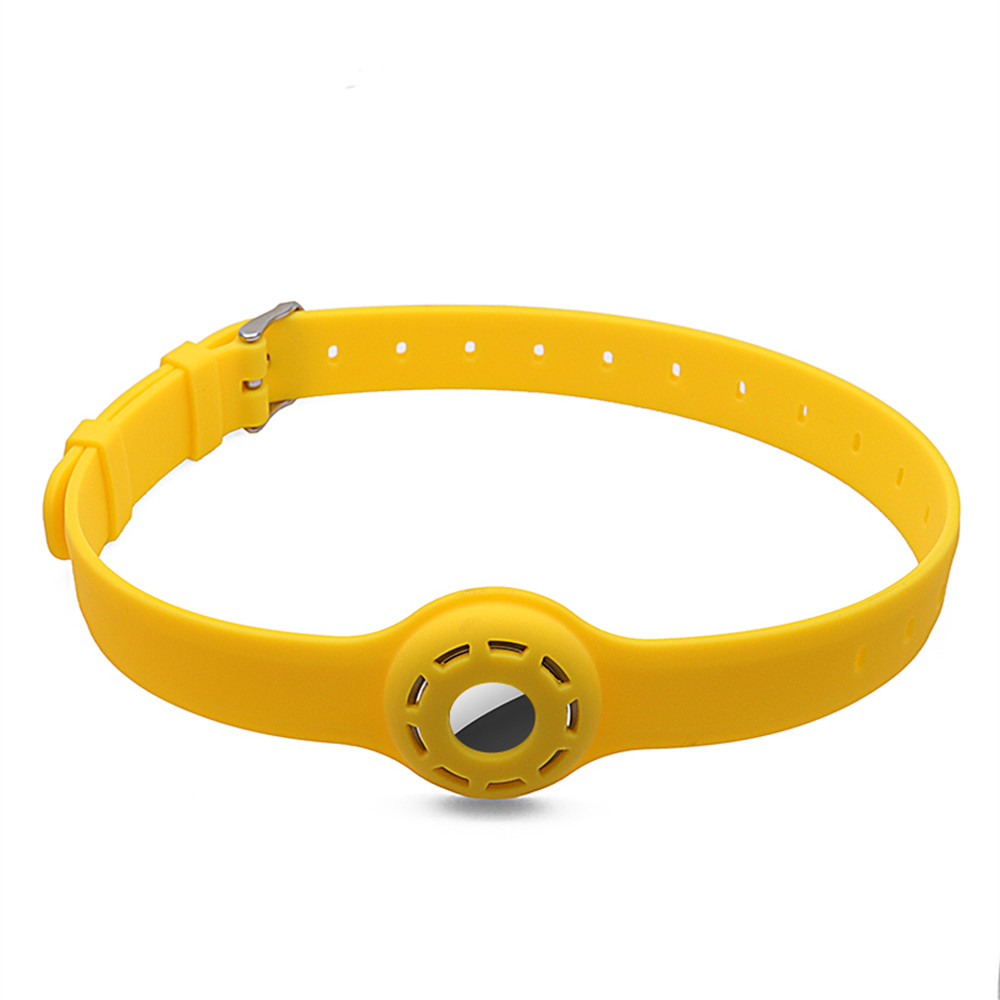 1pc til apple airtag etui hund kat halsbånd gps finder farverigt lysende beskyttende silikone etui til apple air tag tracker cover: Gul