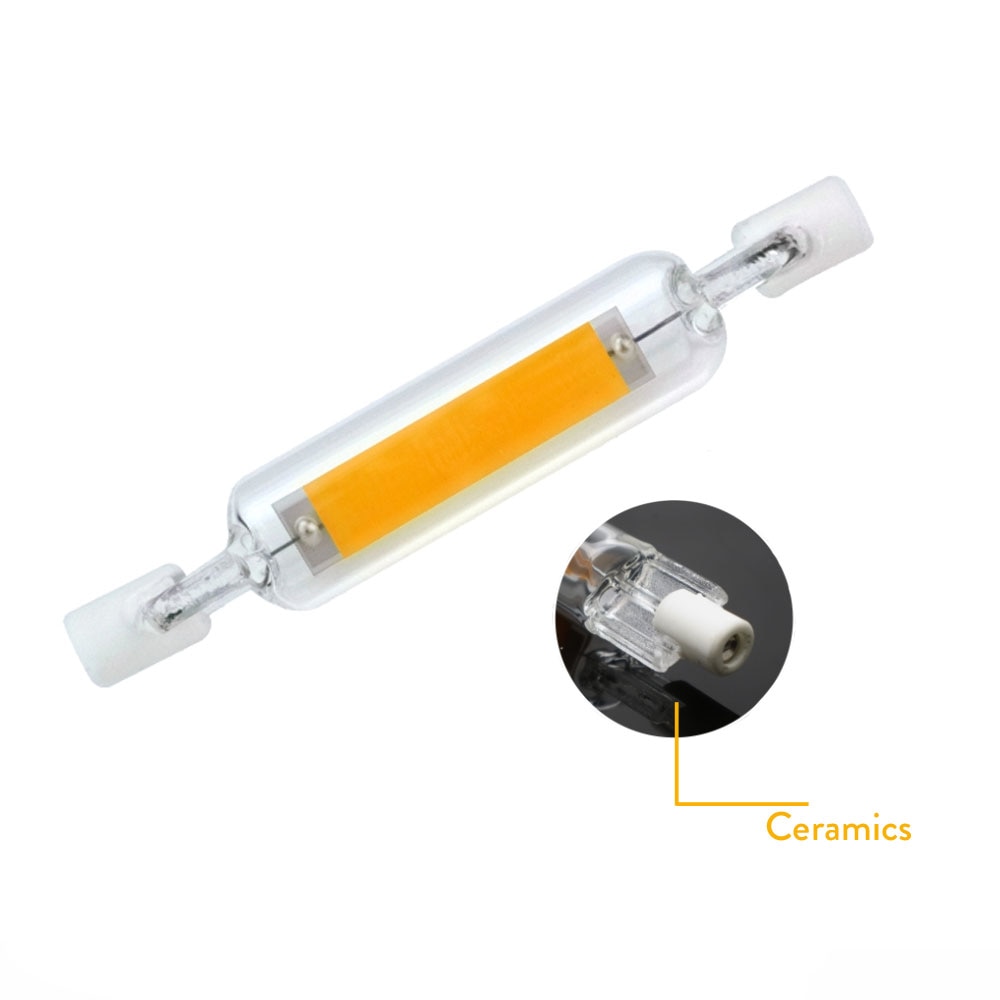 Bombilla LED COB R7S J78 J118 luz de tubo de vidrio regulable 78mm 118mm igual 60W 120W lámparas halógenas AC 110V 220V 230V