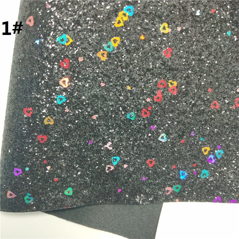 1pc 21 x 29cm glitterstof, glitterleer met hartjes, glitterleervellen voor het maken van strikken leosyntheticodiy  t298c: 1