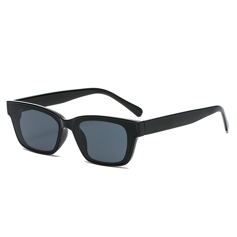 Gafas de sol rectangulares pequeñas Vintage para mujer, gafas de sol con montura negra cuadrada de viaje con de Retro a la para mujer UV400: Negro