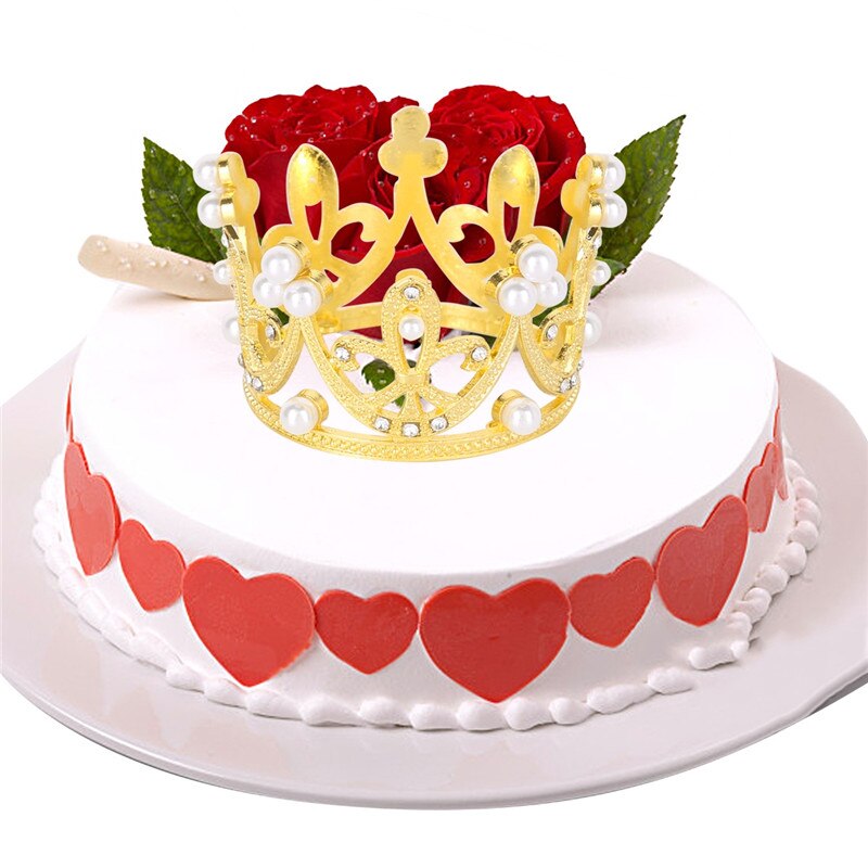 2 stk børn piger prinsesse rhinestone krystal perle lille fuld cirkel rund krone diadem hovedstykke fødselsdagsfest kage dekoration