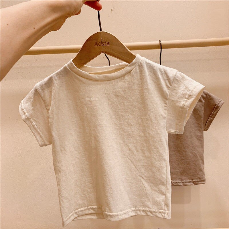 Baby Boy T-shirt 2022 Zomer Koreaanse Meisjes Kleding Pasgeboren Korte Mouw Tees Zuigelingen Jongens Katoen Solide Toevallige Trui tops: White / 3T(100)