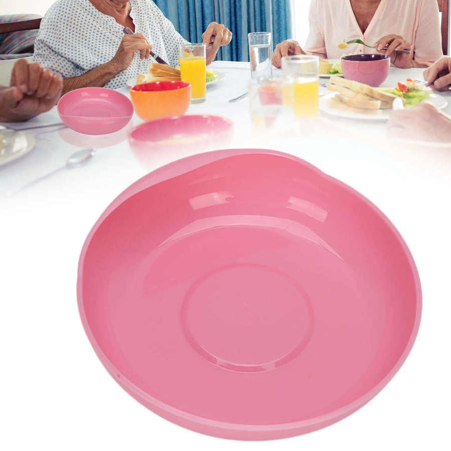 Elderly Care Spill-Proof Plate with Suction Cup Base Disabled Non-Slip Tableware Bowl Red Auxiliary Tableware Solid Feeding Dish