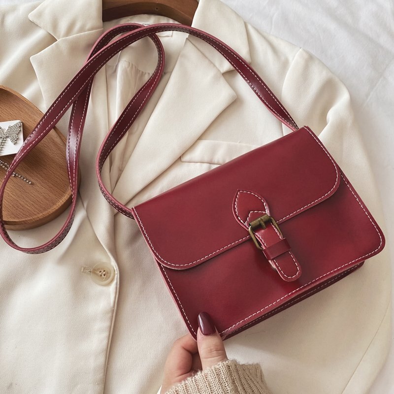 Vintage Women Flap Casual Leather Shoulder Bags Lady Crossbody Messenger Bag Envelop Clutch Purse: red