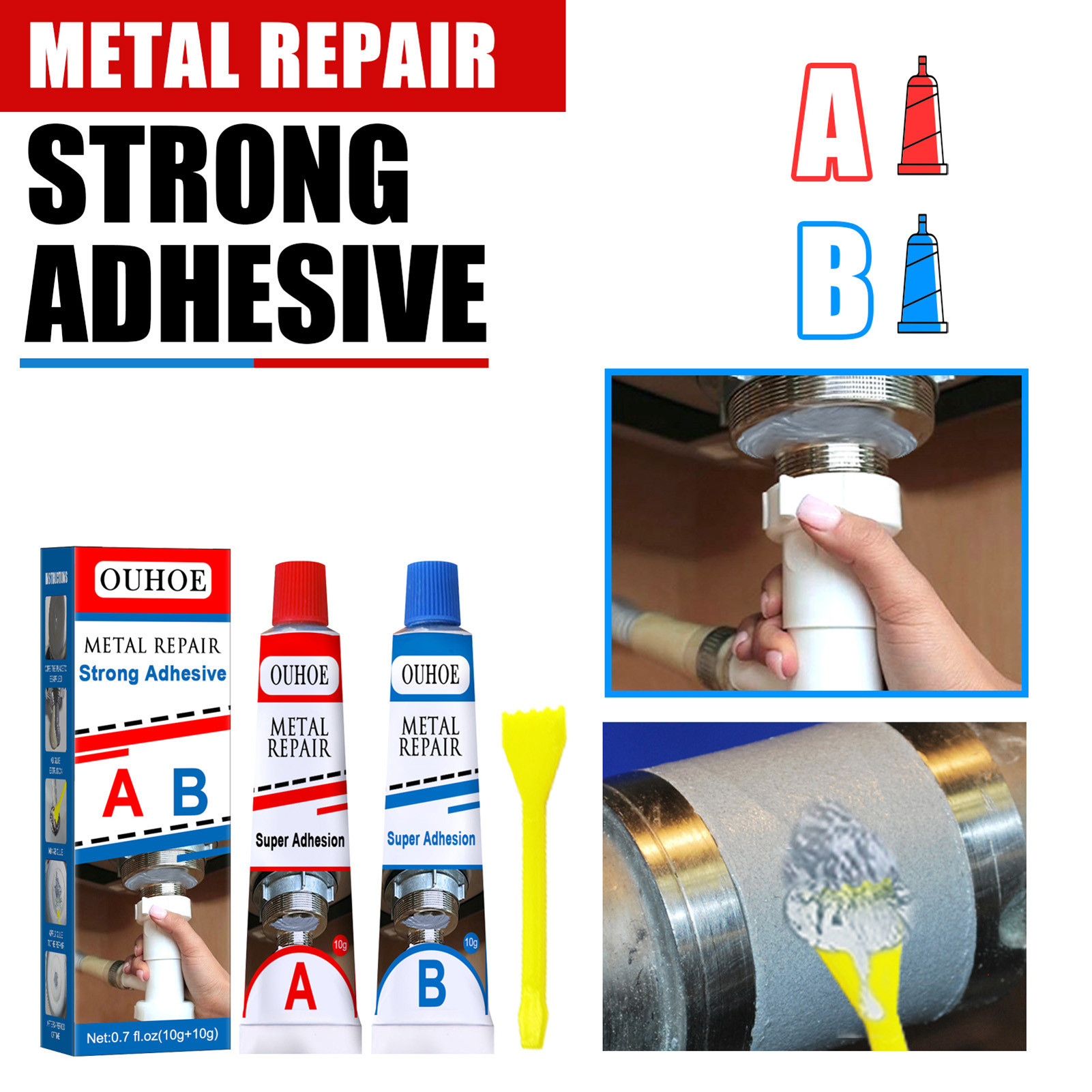 Metal Glue Heavy Duty Weld Magic Metal Cast Iron Repair Paste Set 30g Industrial Heat Resistance Cold Weld Metal Repair Paste