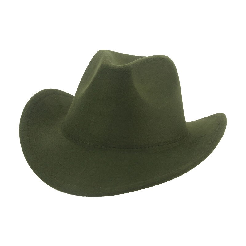 Fedoras-Sombrero de vaquero para hombre y mujer, sombrero de Cowboy, Panamá, Occidental, color Camel sólido, negro, fieltro, novedad, Invierno: army green