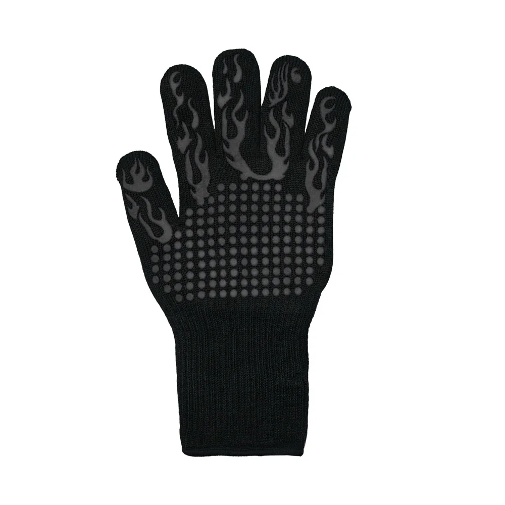 Hochtemperaturbeständige Grillhandschuhe, wärmeisolierende Kamin-Grillhandschuhe, Verbrühschutz-Ofenhandschuh für Höhle Backgrill in der Küche: Grün
