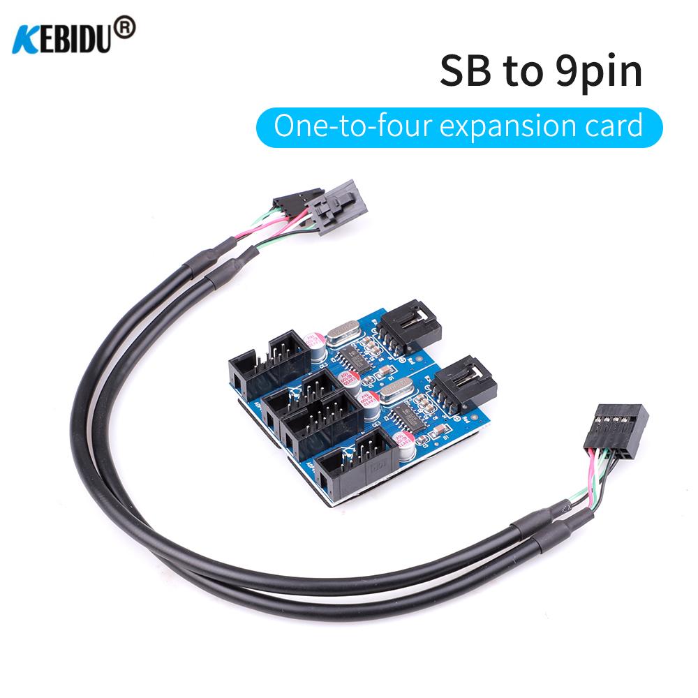 9Pin Usb Header Mannelijke 1 Naar 2/4 Female Extension Card 9-Pin Usb Hub Usb 2.0 9-Pin Connector Adapter Voor Windows Voor Pc