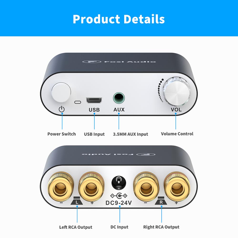 Fosi Audio-amplificador estéreo de potencia de sonido, Bluetooth