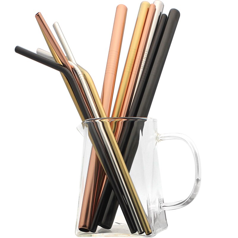 50 stuks 12mm drinkrietjes herbruikbare metalen rietjesset scherpe bubble tea rietjes 304 roestvrijstalen parel milkshake dikke rietjes buis