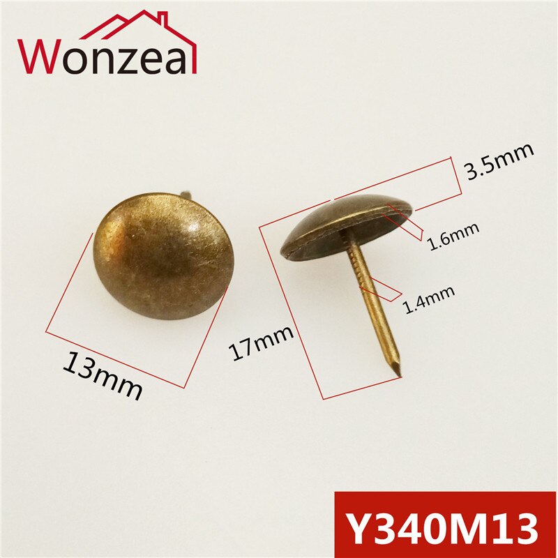100pcs Small Antique Brass Bronze Upholstery Nail Jewelry Wine Case Box Sofa Decorative Tack Stud Pushpin Doornail Hardware: 13x17mm