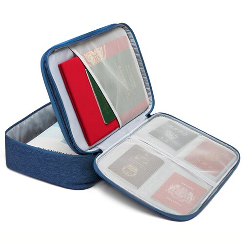 Durável livro a4 multi-funcional pacote de documentos dupla camada impermeável pano organizado zip tote negócios pastas bolsa: Navy B