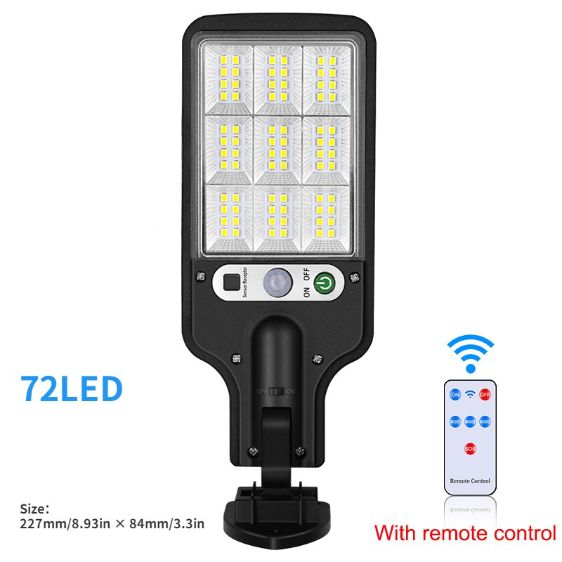 Led Zonne-straat Licht Outdoor 3 Modes Met Motion Sensor Waterdichte Wandlamp Voor Tuin Yard Patio Dek Garage Veranda verlichting: Solar Light-72 LED B