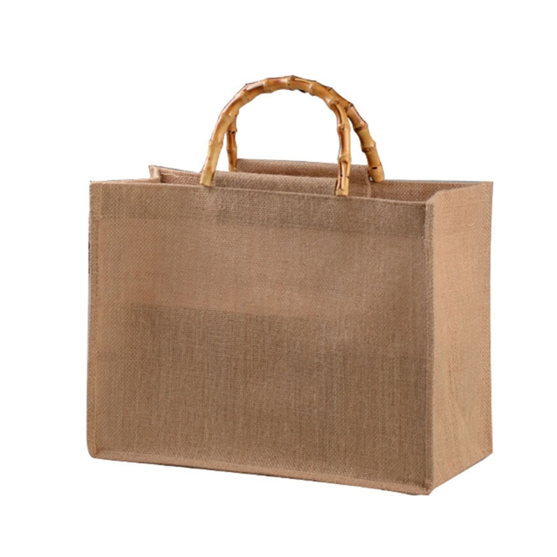 Borsa per la spesa portatile in juta borsa per la spesa borsa in bambù maniglie riutilizzabili Tote borse per la spesa per donne ragazze X7XC: 41x18x33cm