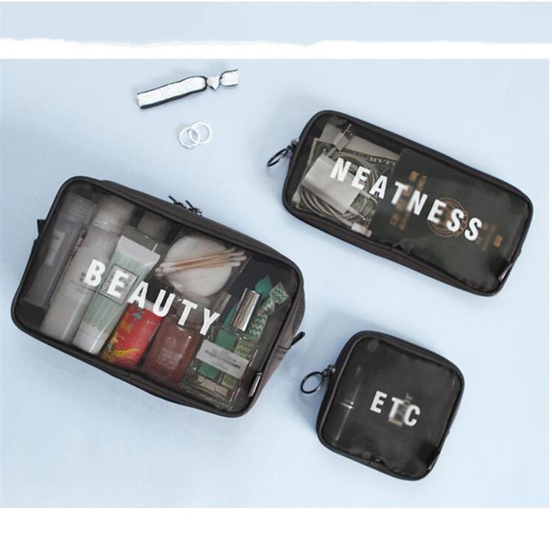 Bolsa con malla para cosméticos de maquillaje bolsa Portátil Bolsa de aseo de viaje organizador de almacenamiento de la bolsa, neceser, limpieza y belleza bolsa