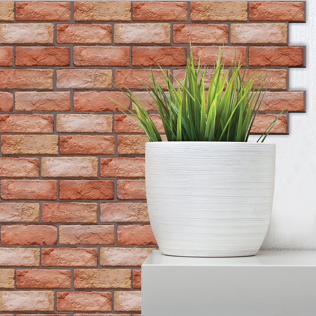3d Stereo Tile Stickers Red Brick Self-Adhesive Wall Stickers Living Room TV Bathroom Decoration Anti-Collision Wallpaper