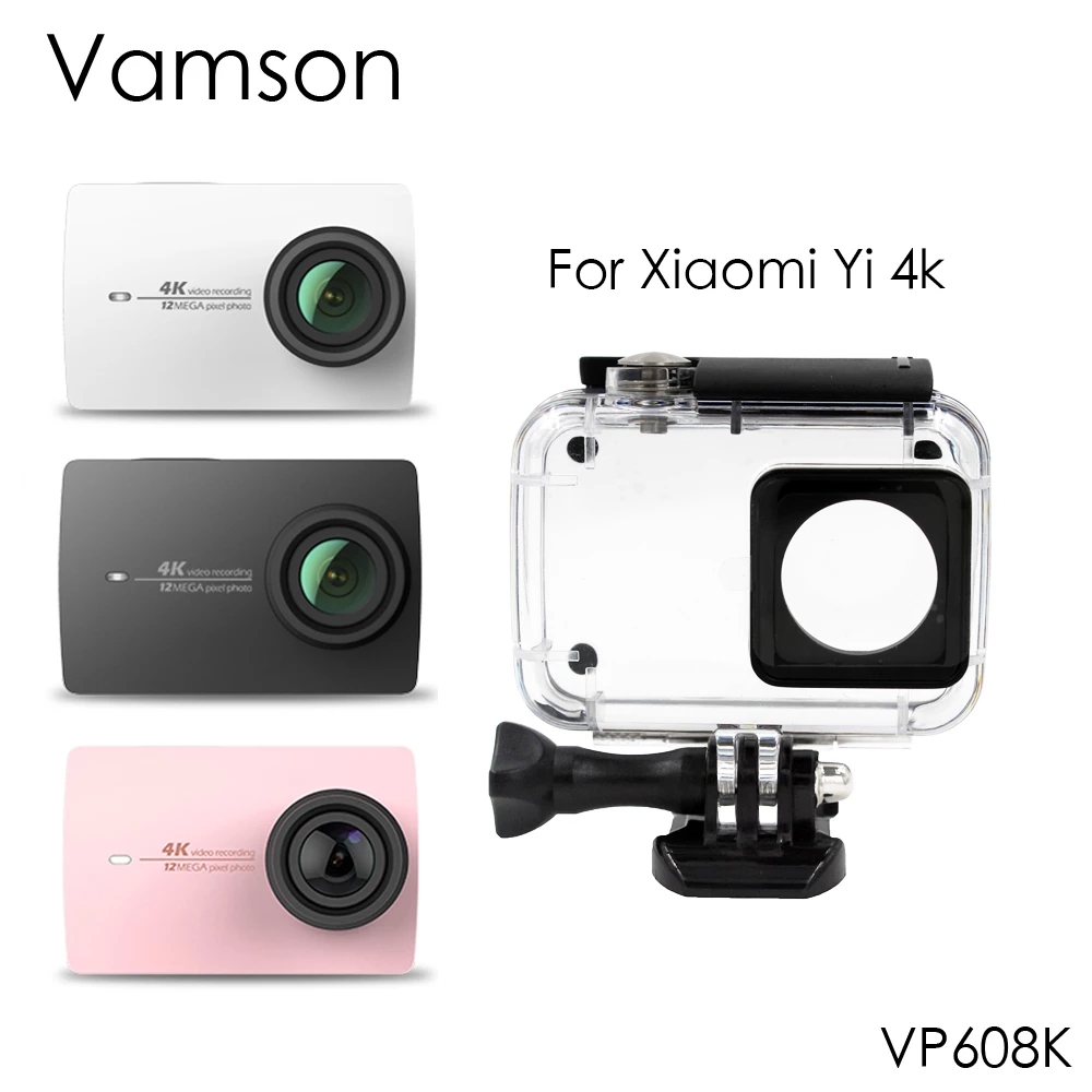 Vamson 60M Waterdichte Case Voor Xiaomi Yi 4K Lite Beschermende Duiken Onderwater Behuizing Shell Cover Voor Yi 4K + Camera Accessoire