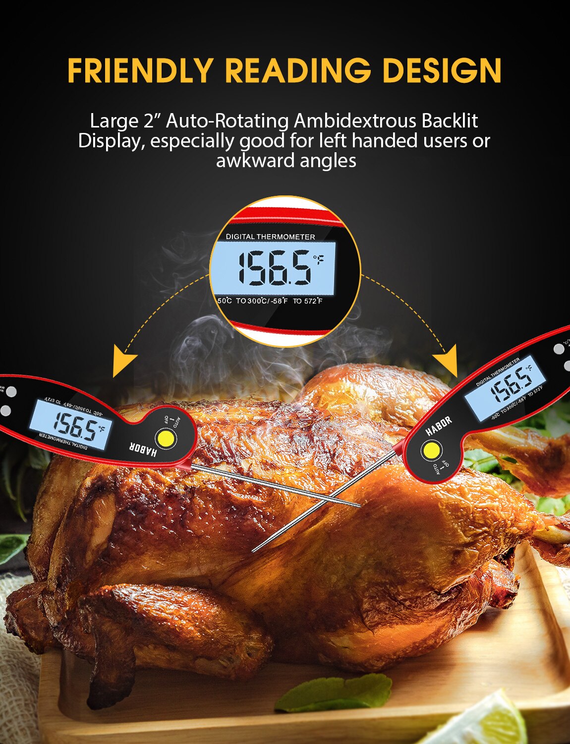 Habor Food Thermometer Digital Kitchen Thermometer Meat Water Milk Cooking Probe BBQ Electronic Oven Waterproof Kitchen Tools