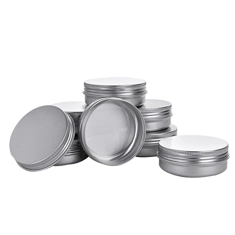 100Pcs 5g 10g 15g Aluminum Refillable Containers Empty Cosmetic Silver Box Screw Jar Portable Travel Tin Cream Lip Balm Box