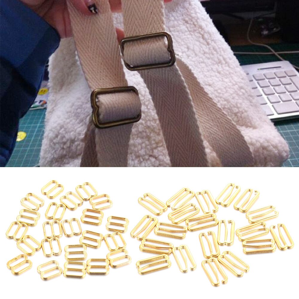 Goudkleurige, zilverkleurige metalen legering, nylon gecoate bh-ringen en schuifregelaars, riemverstellers, gespen, 20 stuks ondergoedverstelaccessoires