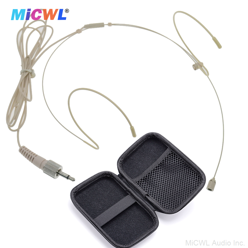 Beżowy HM200 ukryty Mini mikrofon z podwójnym zestaw słuchawkowy dla Shure Sennheiser AKG MiPro Audio-Technica Wirelss etui z suwakiem z paskiem: Pomarańczowy