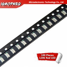 100pcs Rood 1206 SMD LED diodes light 3216