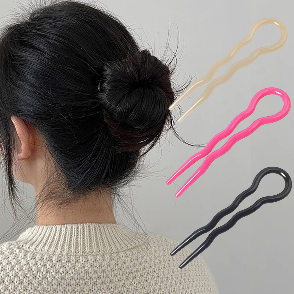 Retro moño para el cabello en forma de U palillos para el cabello Clip pasadores horquillas mujer niñas cola de caballo cabeza de albóndiga accesorios para el cabello dulces