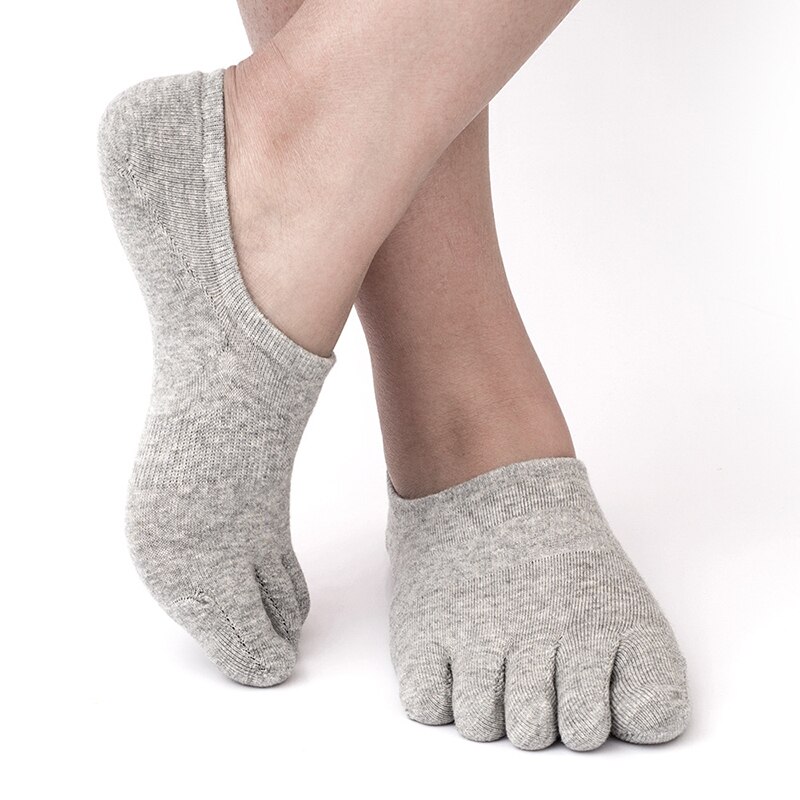 Toe Socks Men and Women Five Fingers Socks Breathable Cotton Socks Sports Running Solid Color Black White Grey Blue khaki coffee
