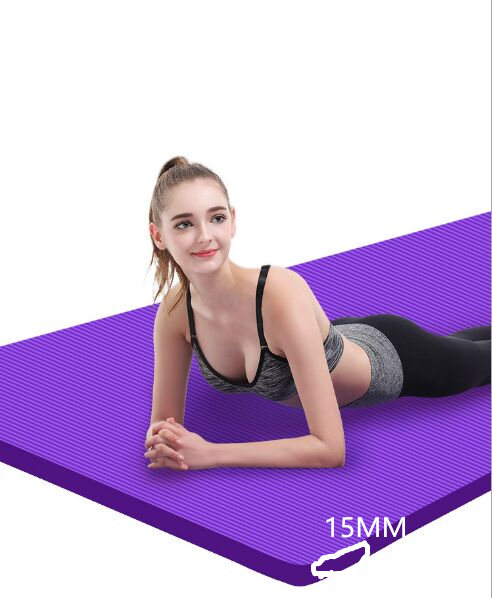 NBR Yoga Mat - 185x80cm - 15mm Thick - Non-Slip - Odorless - Fitness Pilates Home Sport Gym Exercise Mat