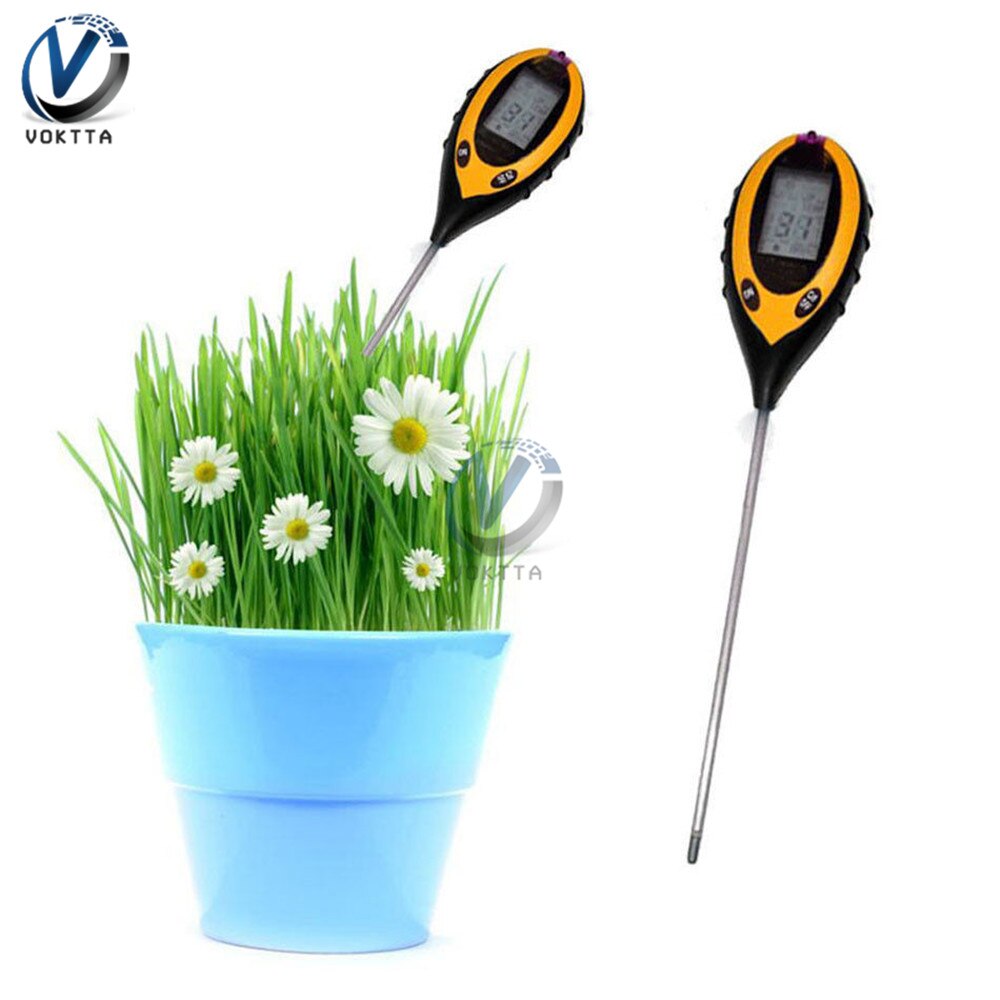 Comprobador de PH del suelo multifuncional, medición de la intensidad de la luz solar y la temperatura del Medidor de PH Digital, 3/4/5 en 1, para plantas de jardín