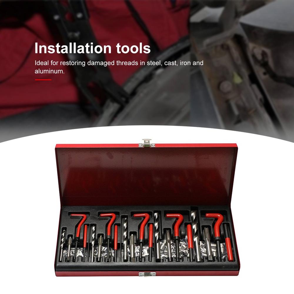 131 Pcs Engine Block Restoring Damaged Thread Repair Tool Kit M5 M6 M8 M10 M12 for Helicoil Car Repair Tools Coarse Crowbar