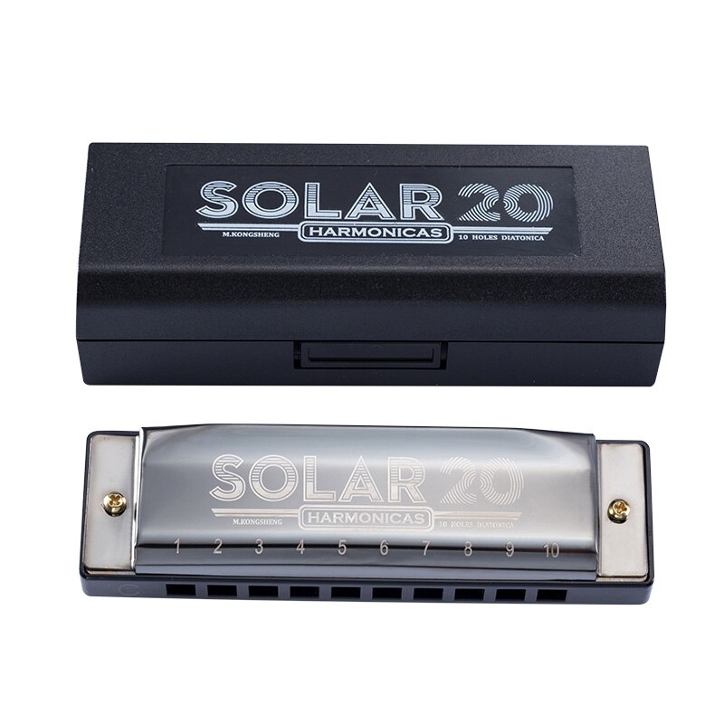 KONGSHENG 10 fori armonica diatonica blues arpa bocca organo chiave di C canna strumento musicale per principianti nero dorato blu: nero