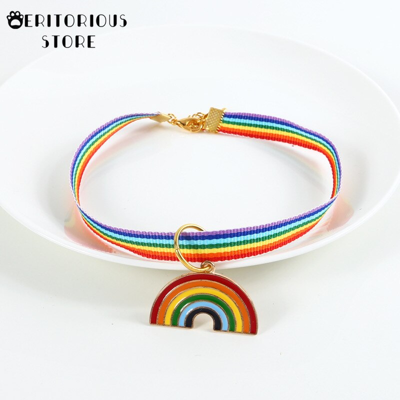 Arcobaleno ciondolo gatti collari fibbie in Nylon regolabili moda riflettente collare per animali domestici testa di gatto modello forniture per accessori