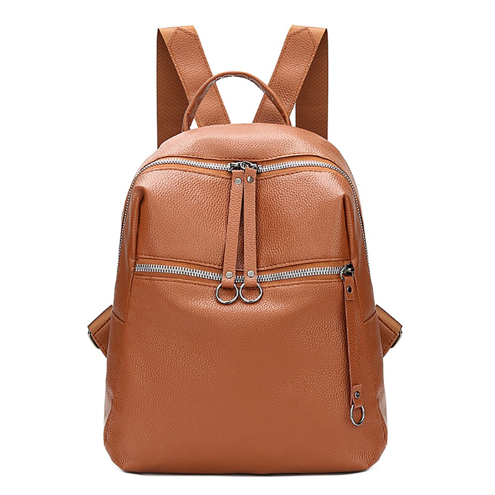 Frauen Rucksack Flut Wilde Weiche Leder Student Tasche Einfache Rucksack Reisetasche Organizer Student Tasche Notebook Schule Taschen # RJ1: Brown
