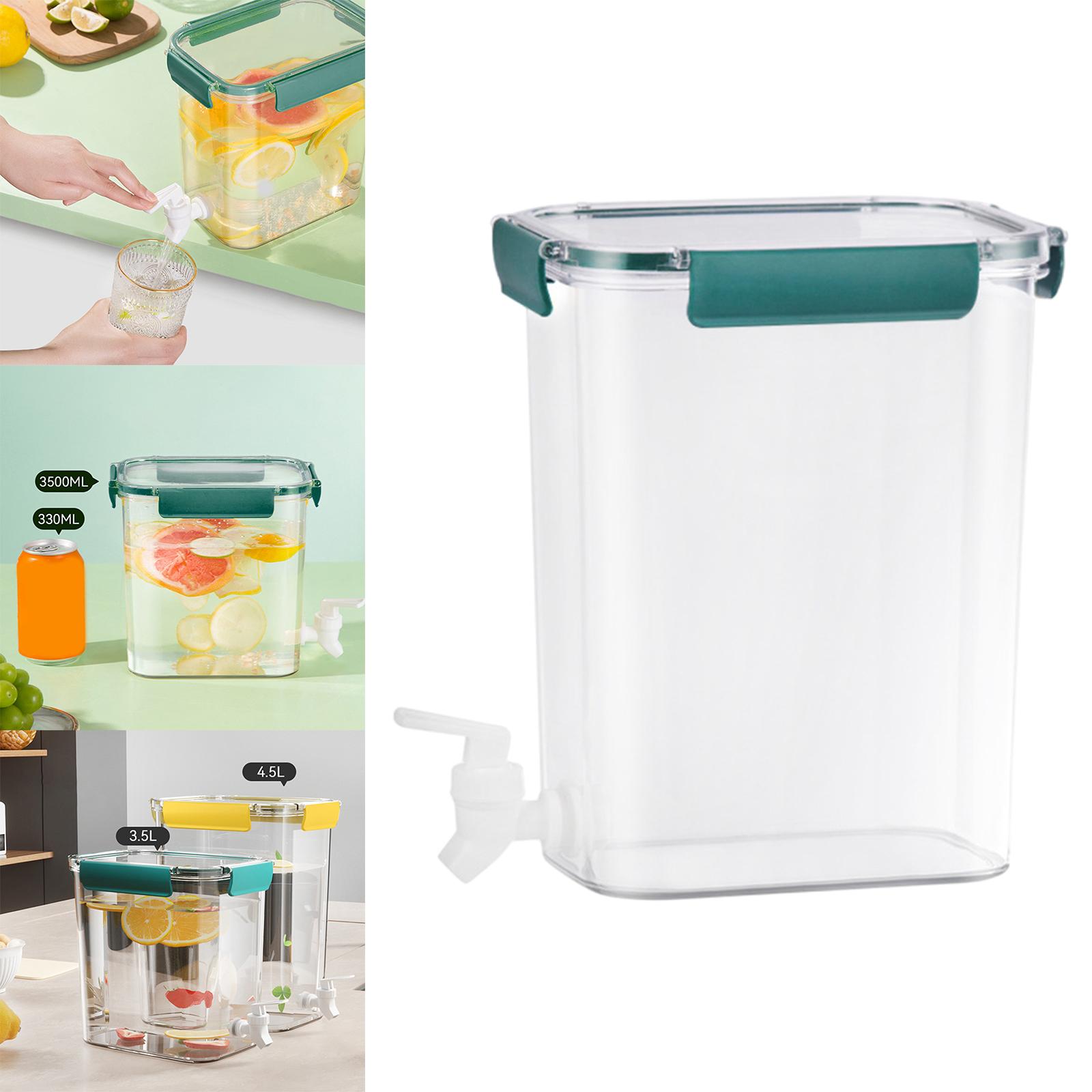 Beverage Dispenser Cold Water Cold Drink Bucket BPA Free Leak Free Refrigerator Cold Kettle for Iced Tea, Lemonade, Juice: Green 4.5L