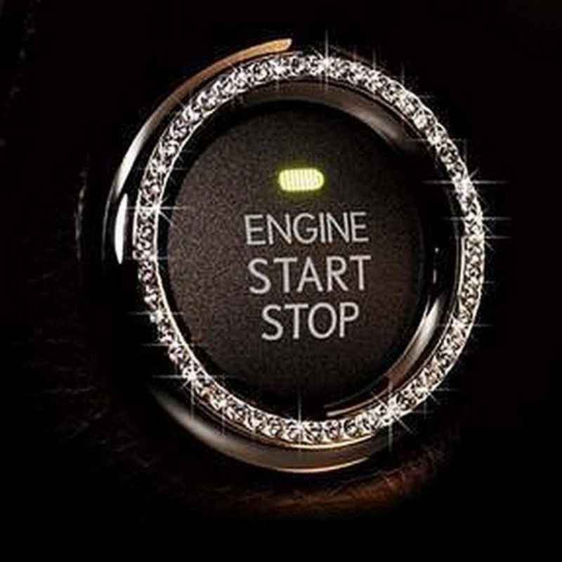 Auto Decor Kristal Strass Auto Bling Ring Embleem Sticker Voor Auto Start Motor Ontsteking Knop Sleutel