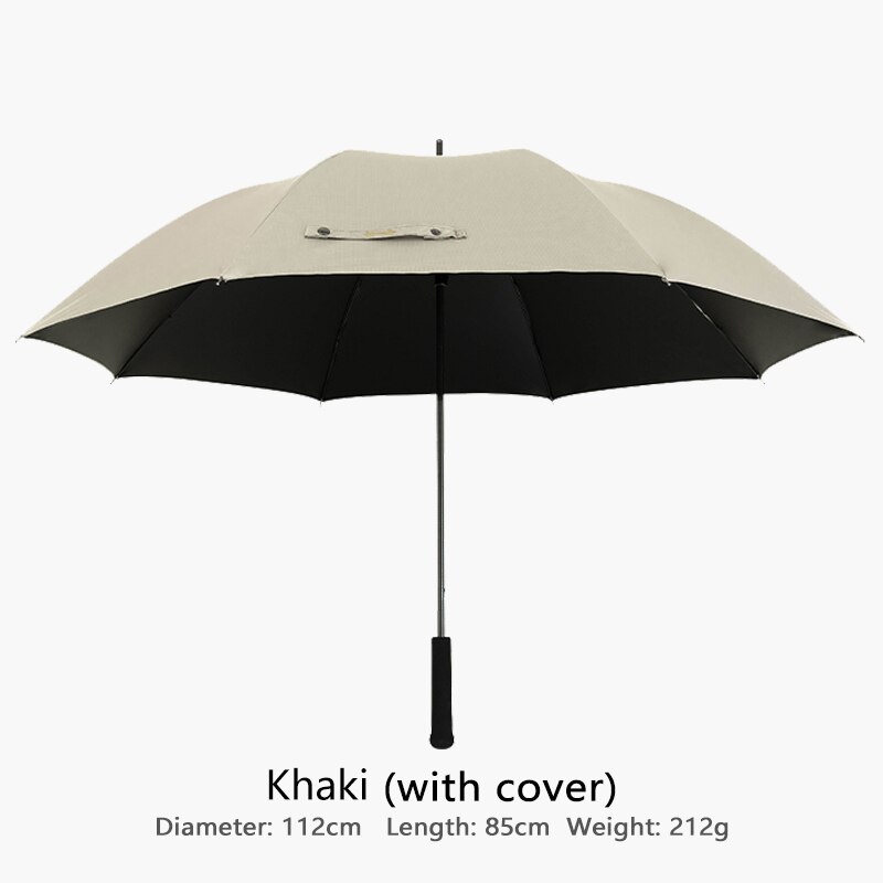 Paraguas de fibra de carbono para hombre y mujer, sombrilla ultraligera de lujo con mango largo, protector solar, solo 210g: Khaki